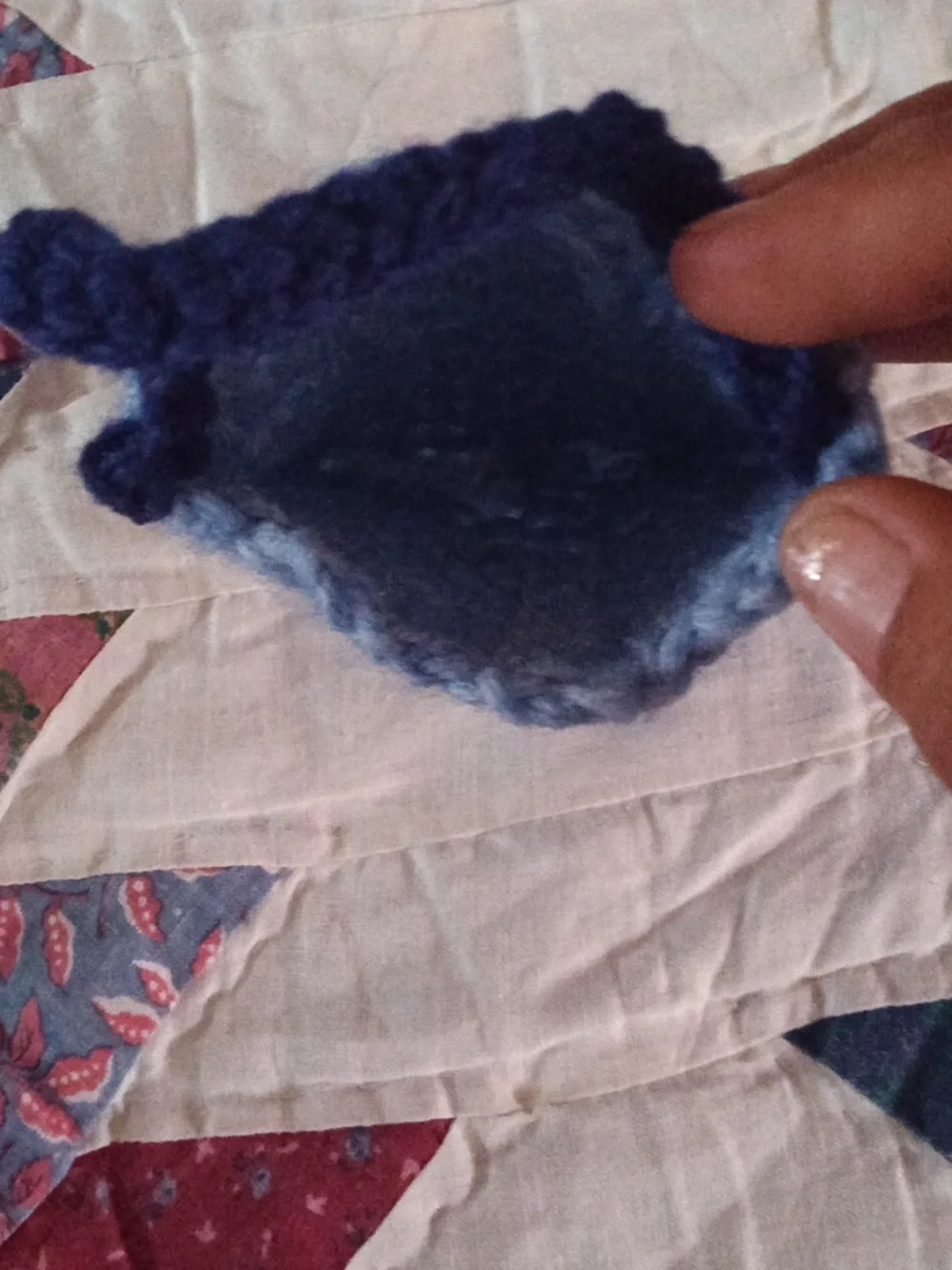 Hand Made Blue Crochet Soap Handbag with Dark Blue Handle
